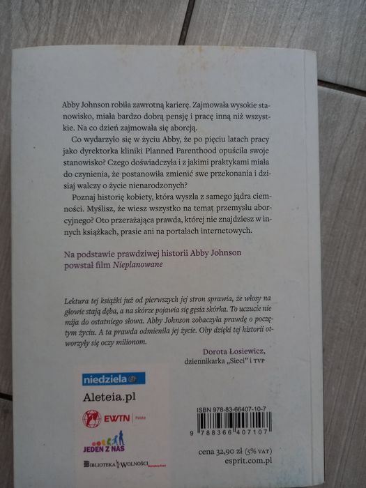 Książka "Nieplanowane " Abby Johnson