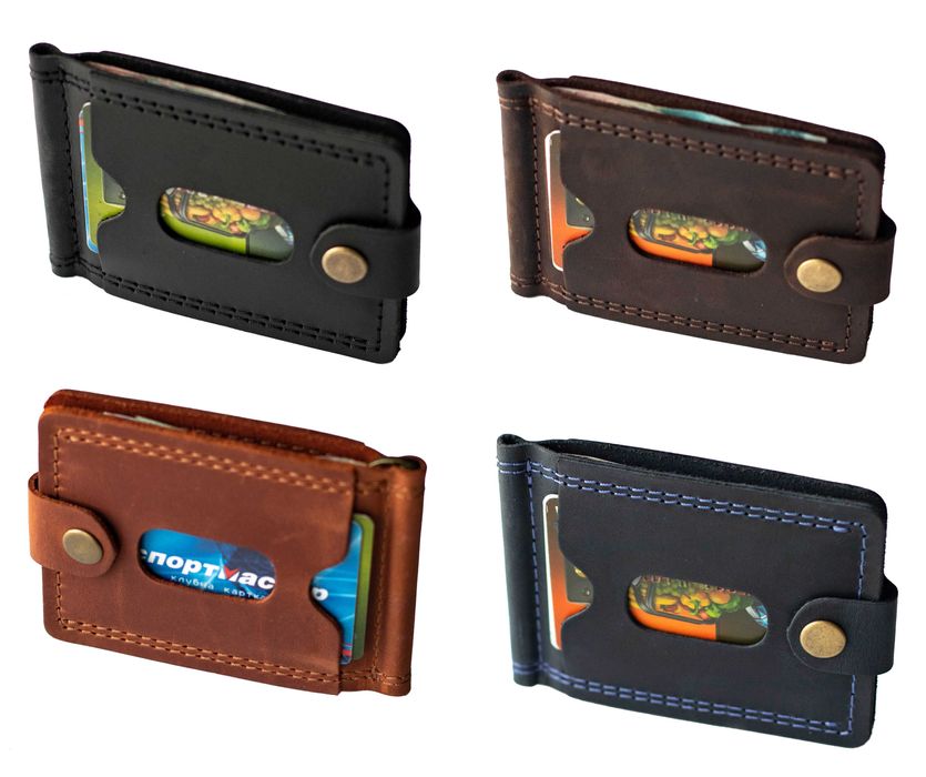 Затискач для грошей із натуральної шкіри Klod коньячний