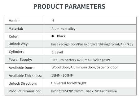 Розумний дверний замок i8 TUYA Wi-Fi з камерою та відбитком пальця