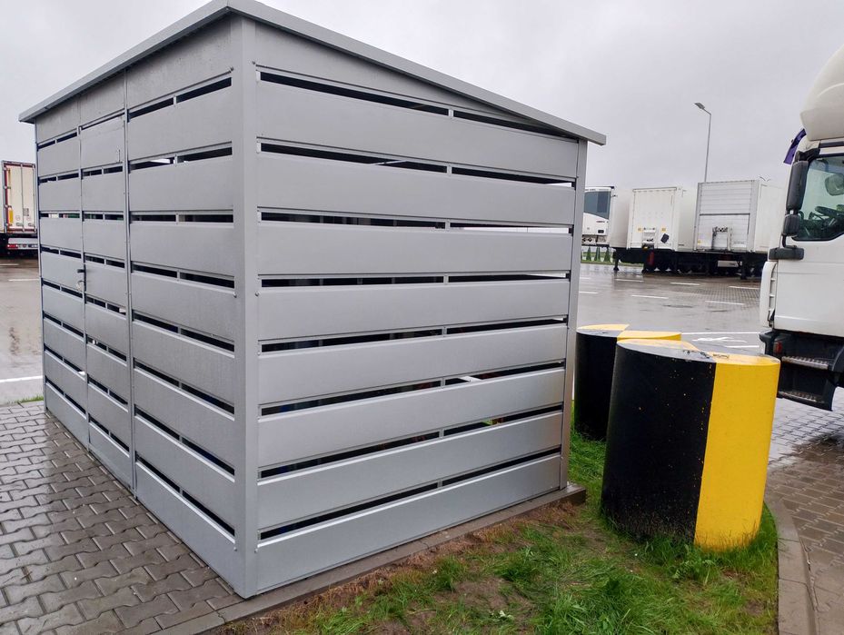 BIAŁA Wiata Śmietnikowa Magazyn ŚMIETNIK  Blaszany Schowek - Maj-Blach