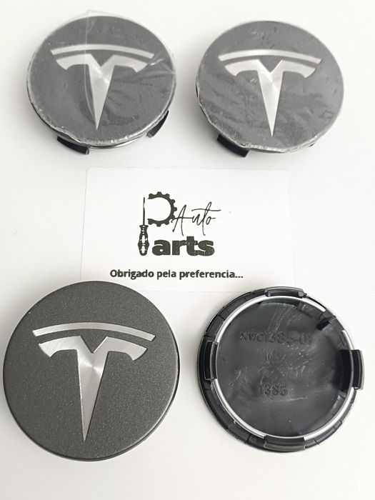 Conjunto 4 Centros de jante Tesla 56mm "Cinza Rato"