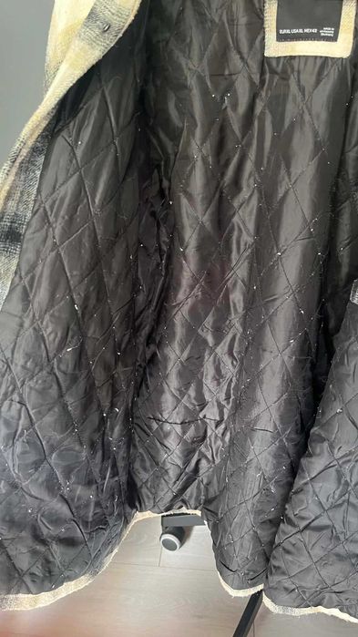 Koszula wierzchnia Bershka w kratę shacket beżowa akrylowa oversize drwal XL