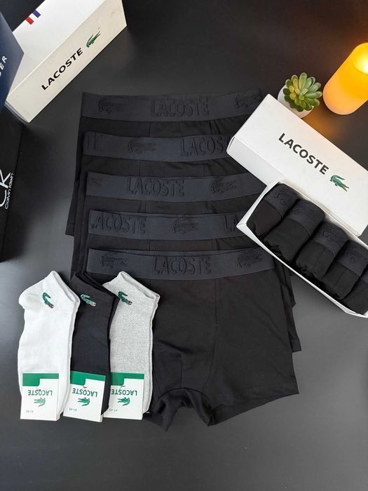 Мужские трусы Lacoste 3D Black&White. Чоловічі чорні боксери Лакост