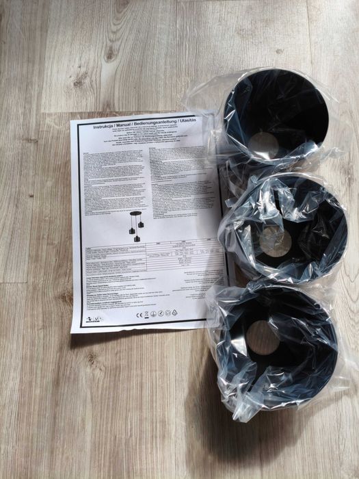 Klosze do lampy żyrandola loft czarne 3szt nowe e27