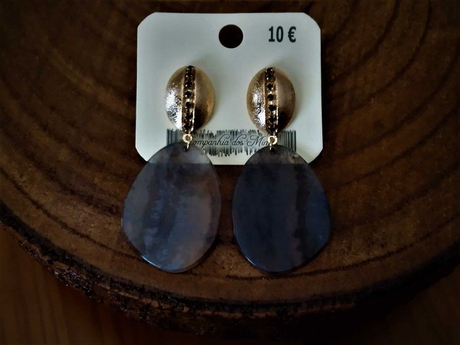 (NOVO, PORTES GRÁTIS) Brincos Boémios Dourados e Cinzentos