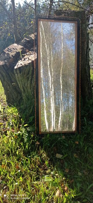 Lustro Mid - Century Modern. Miedziana rama. PRL. Lata 60