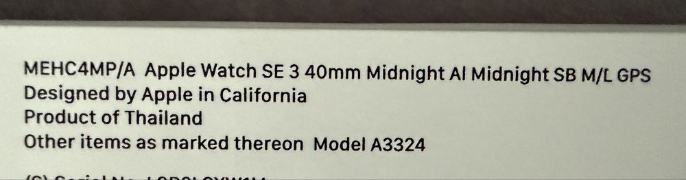 Apple Watch SE 3 40mm GPS Midnight NOWY / zaplombowany