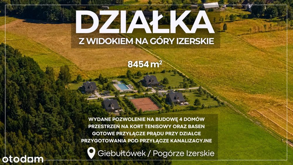 Inwestycyjna działka przy lesie pod cztery domy z widokiem na góry