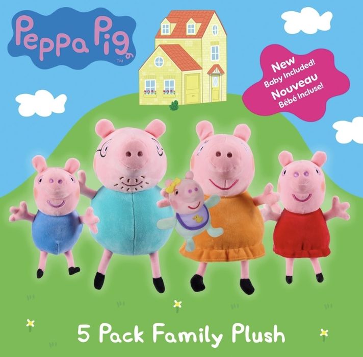 М’які фігурки Свинка Пеппа сімейний набір з 5 штук hasbro peppa pig