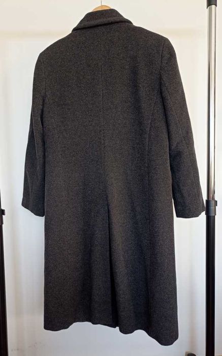 Grafitowy wełniany płaszcz klasyczny united colors of benetton