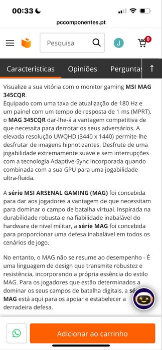 Monitor MSI MAG 345CQR 34