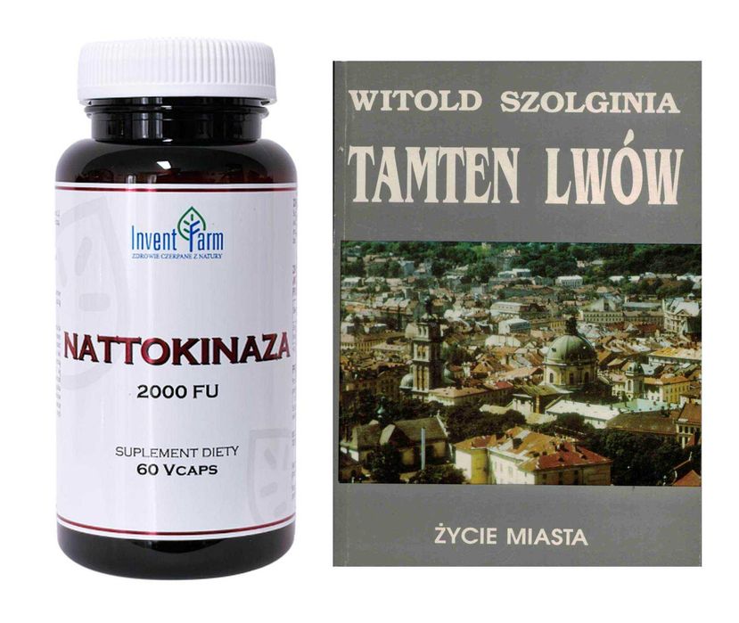 Nattokinaza Invent Farm 2000 FU krążenie Nattokinase 60 kapsułek + Książka
