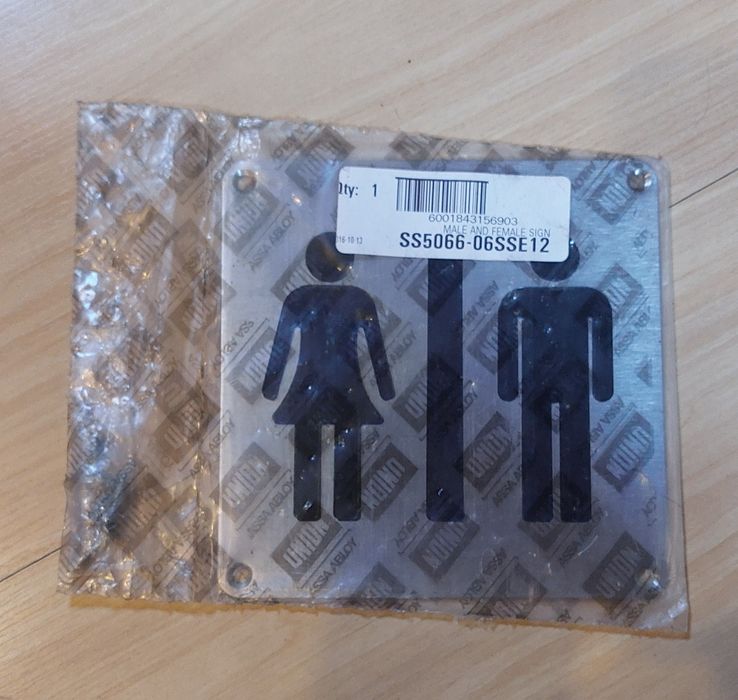 Placa em aço inox WC