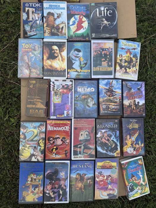 Kasety VHS – Disney, Pixar, Shrek, Wiedźmin i klasyki bajek