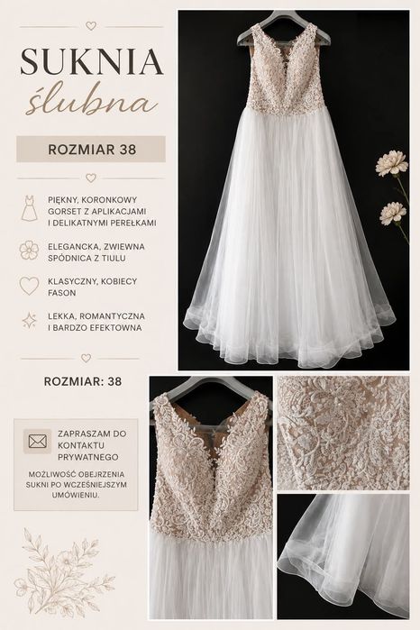 Suknia Ślubna Rozmiar 38