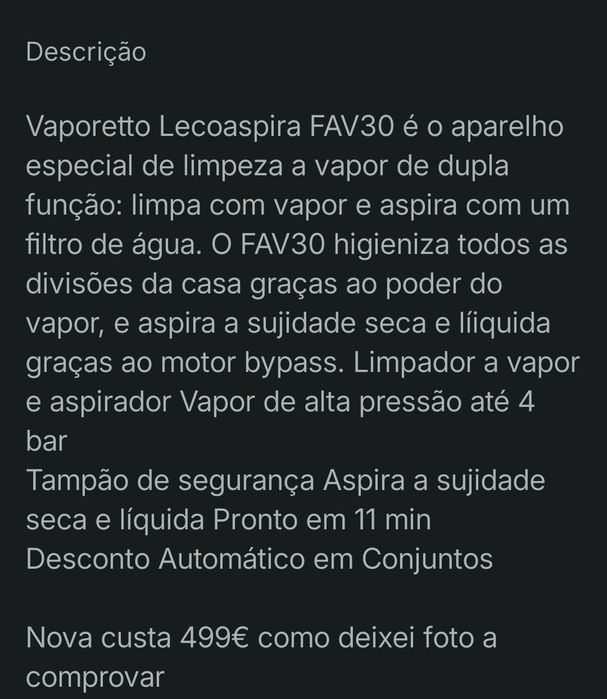 Baixa de preço a levantar Hoje POLTI Vaporetto Lecoaspira com vários acessórios