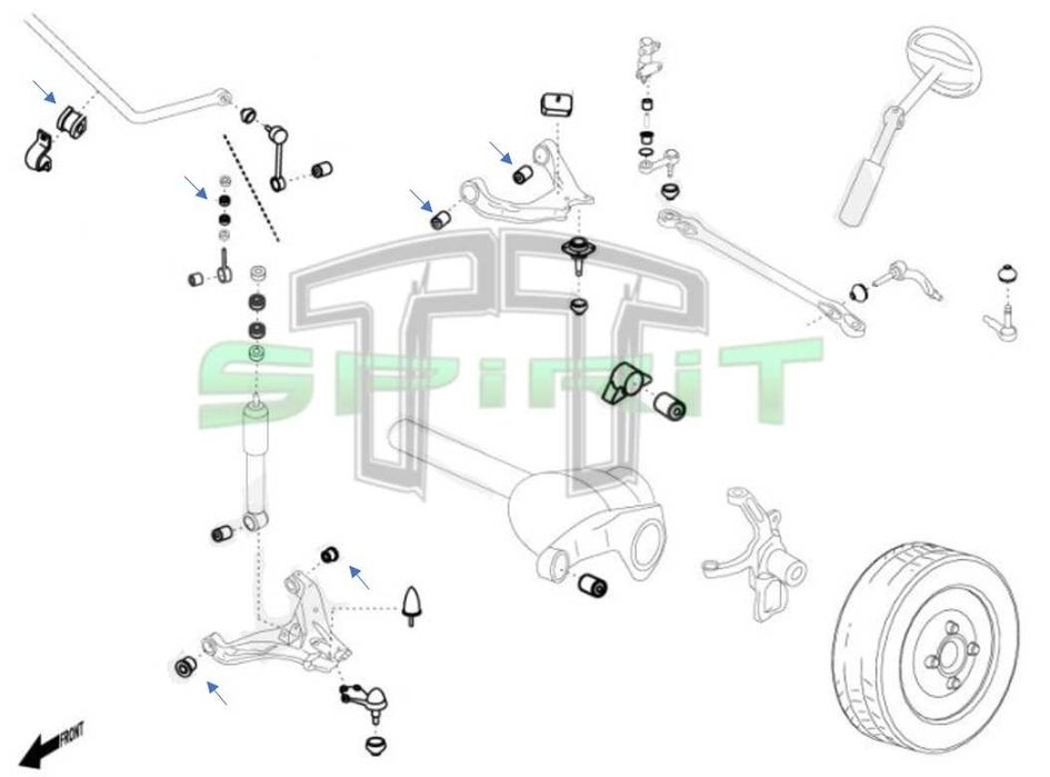 Kit de casquilhos / sinoblocos Poliuretano para MITSUBISHI PAJERO II