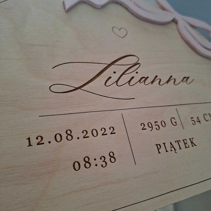 Personalizowana metryczka z drewna