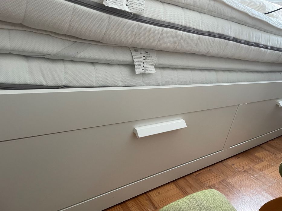 IKEA Brimnes cama individ/dupla c/2 gav/2 colchões, 80x200cm