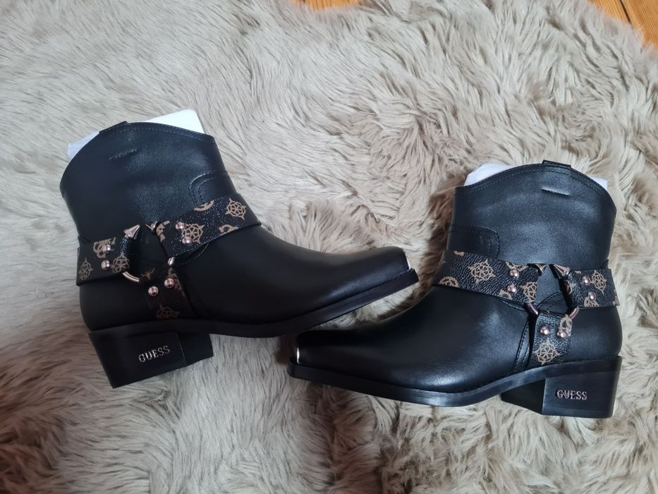 Guess buty botki kowbojki sygnowane czarne r. 36 stylowe i eleganckie