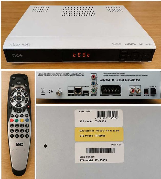 Dekoder Tuner satelitarny nBox HDTV ITI-5800S nc+ CANAL+ Białystok