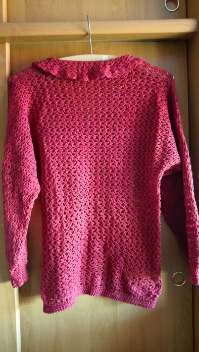 Śliczna koronkowa bluzeczka damska bordowa r. S