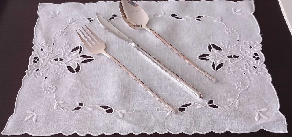 Faqueiro Fátima Lopes, inox banhado a prata