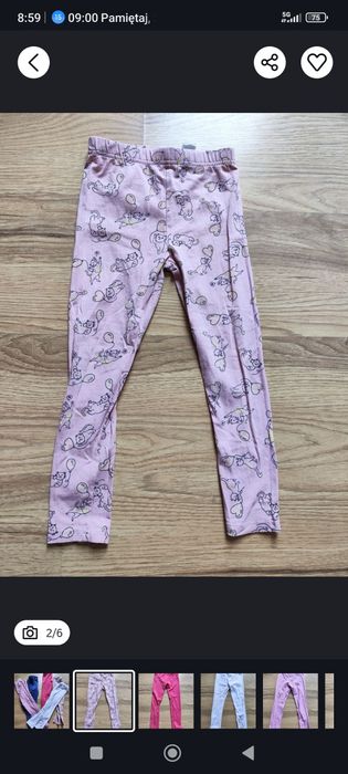 Zestaw 5 par legginsów, spodni dziecięcych, 116