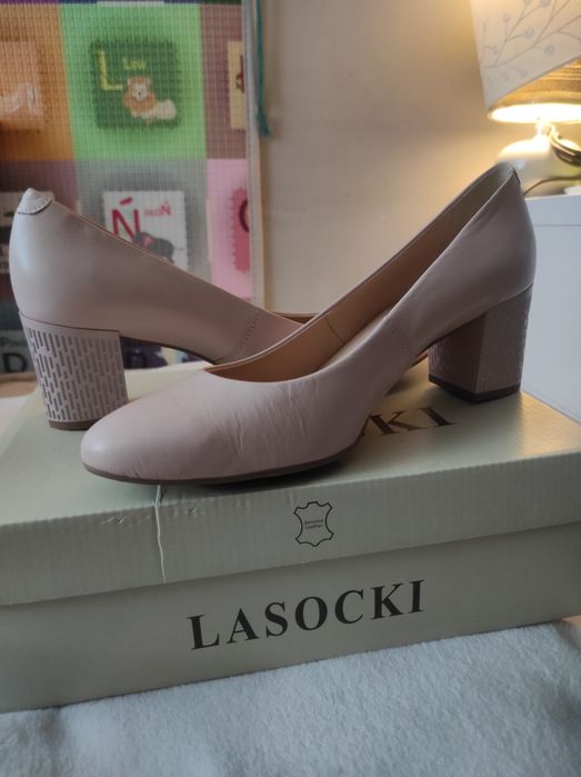 LASOCKI buty na obcasie - pudrowy róż