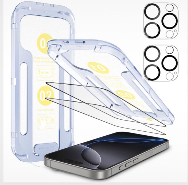 2x Szkło Hartowane 9H HD + ochrona aparatu iphone 16 pro komplet