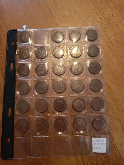 Monety 1 penny zestaw 1971 do 2000