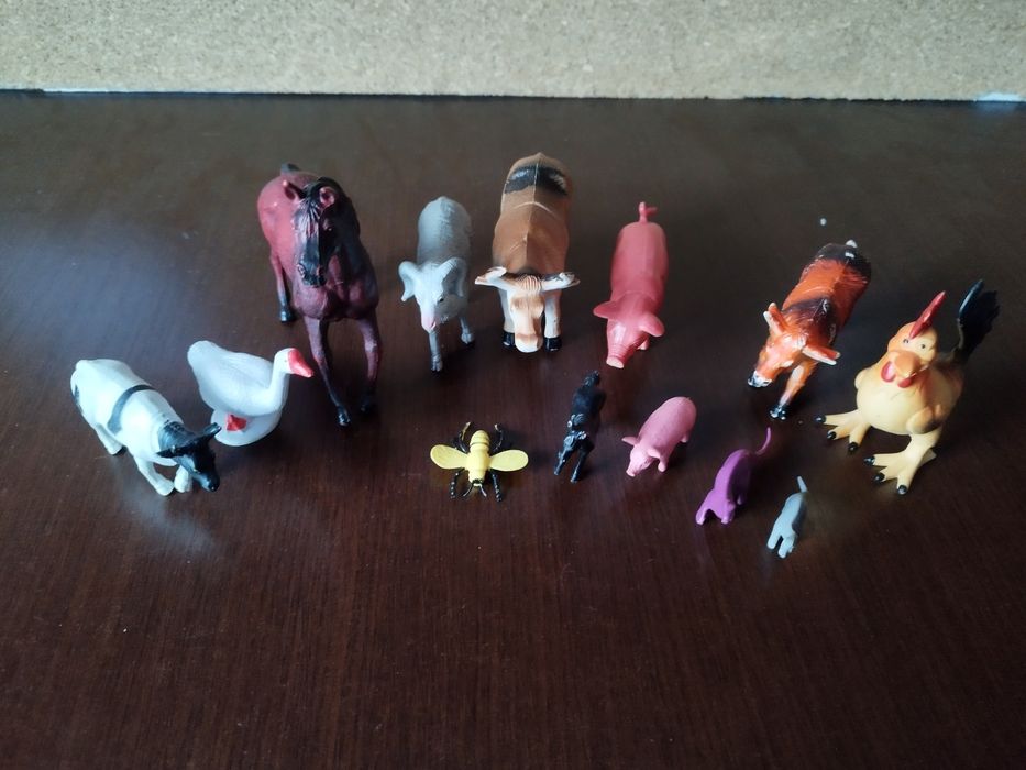 Zestaw 13 Zwierząt Gęś Baran Krowa Koń Byk Kogut
