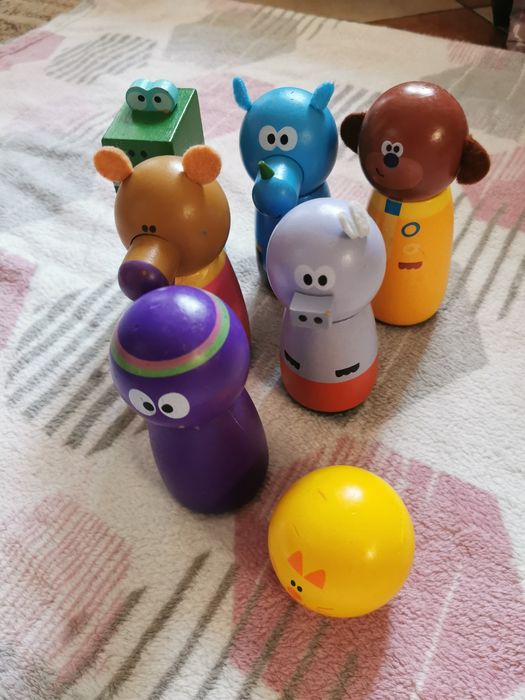 Drewniane kręgle dla dzieci zwierzaki