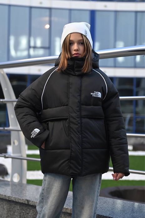 Зимова тепла куртка на дівчинку 152 158 164 170 176 шоколад чорний