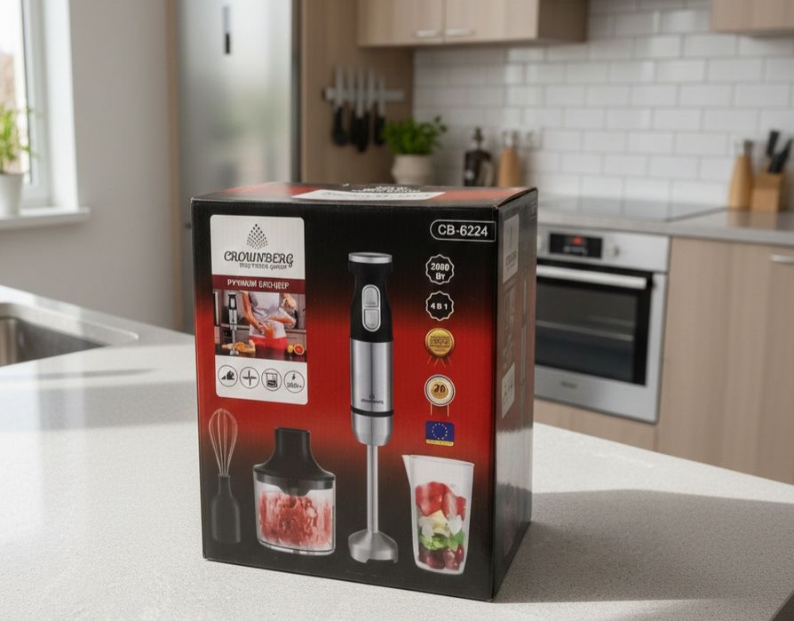 Німецький блендер 2000Вт! Блендер Crownberg CB-6224 Ручний блендер 4в1