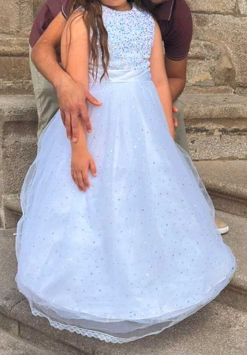 Vestido infantil branco para eventos + Anágua/Saiote de armação