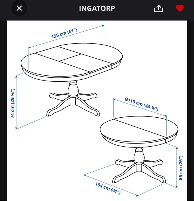 Mesa extensível, branco, 110/155 cm