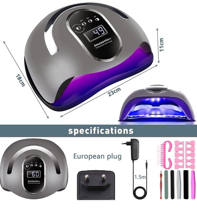 Amzeeniu Candeeiro LED unhas 168 W, profissional secador de unhas LED
