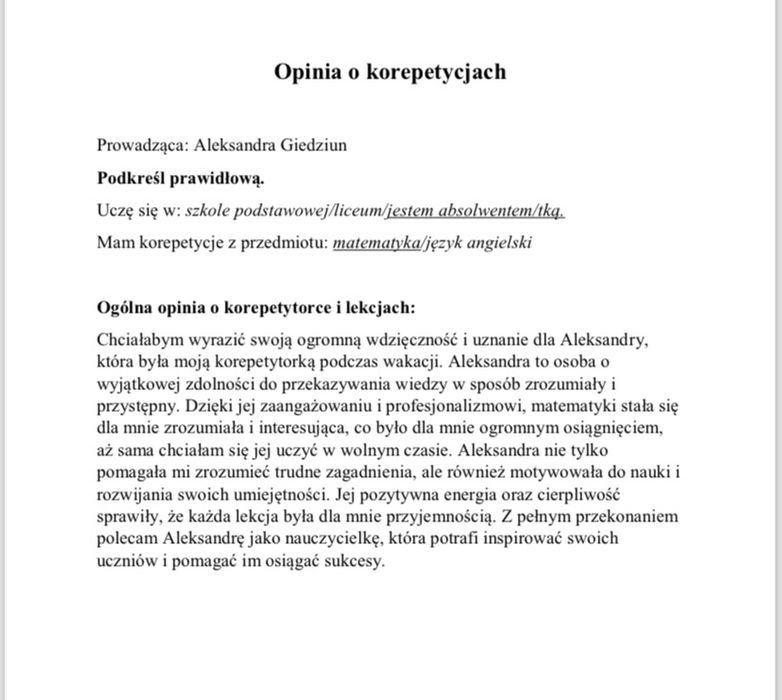 Korepetycje z matematyki zapisy na wrzesień