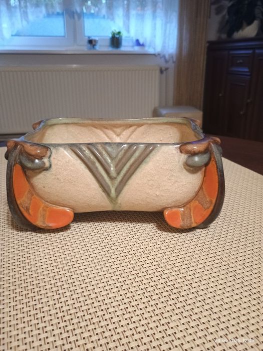 Stary ceramiczny pojemnik/ osłonka na doniczki - lata 70/80
