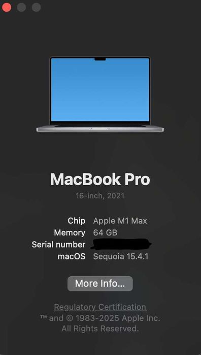 MacBook Pro M1 Max 64GB ram 1TB ssd