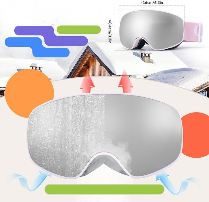 Qunature Pink Children's skiing goggles (medium/large children's version) - OUTLET