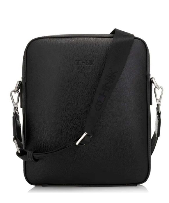 Torebka OCHNIK listonoszka, czarna, skóra