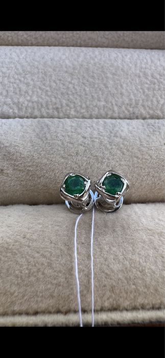 Золоті пусети зі смарагдами#Гвоздики з натуральными изумрудами# кюз