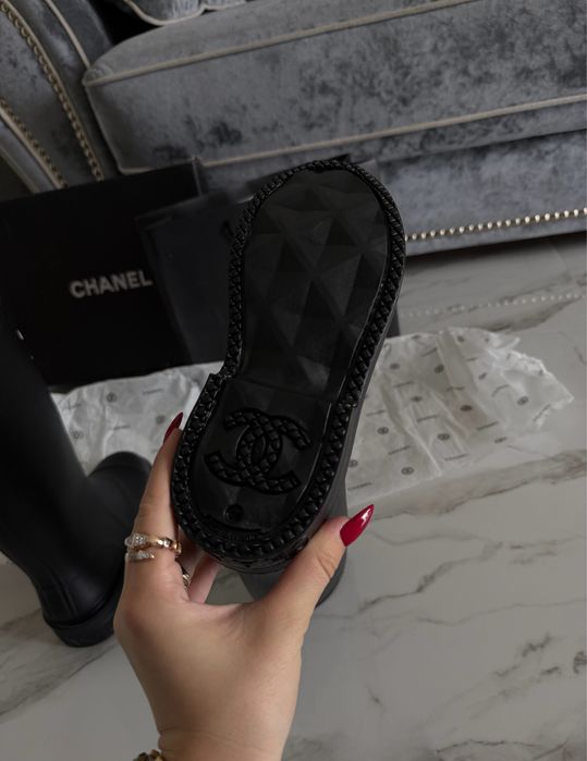 Черные Резиновые сапоги Chanel 36, 37, 38, 39, 40
