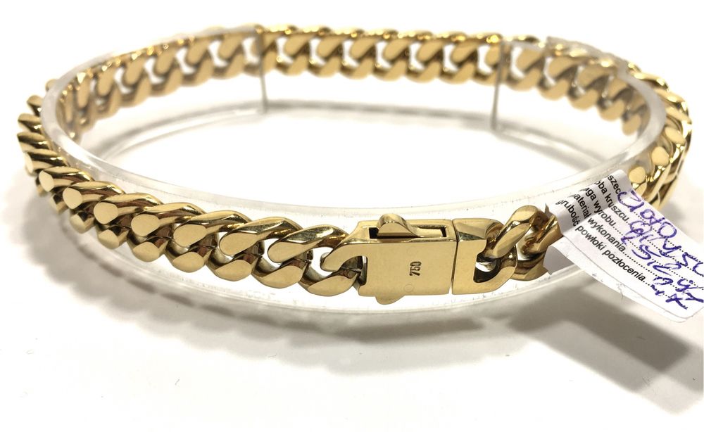 Złota męska bransoleta Pancerka wybita próba•pozłacana 0,750 18K