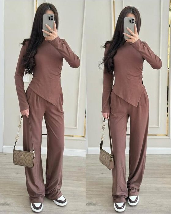 Костюм жіночий чорний штани / лонгслів / лонг / гольф