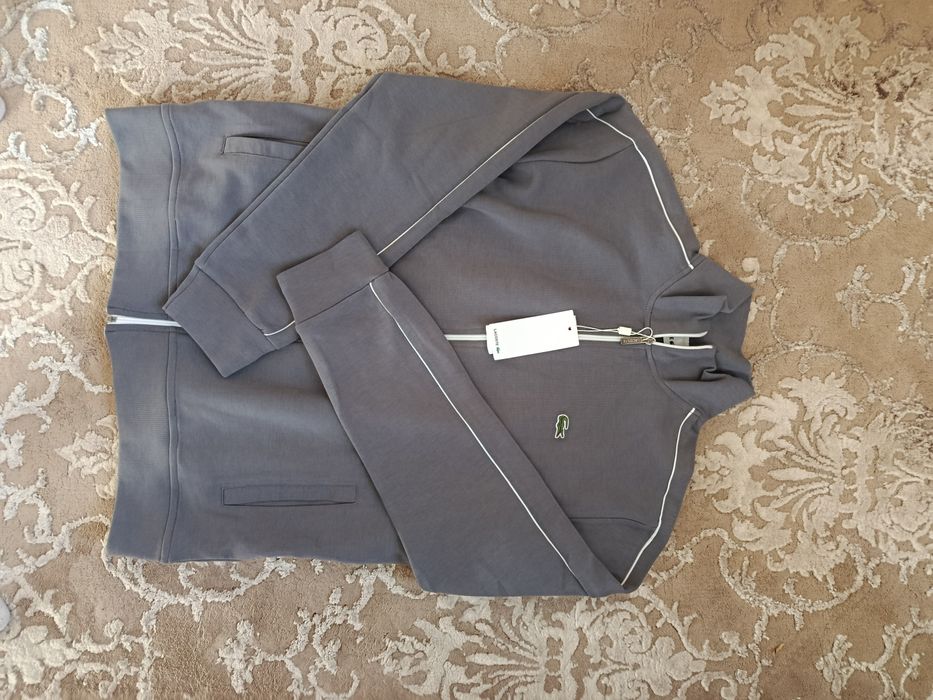 Bluza rozpinana Lacoste Classic - top one, jednolita szara rozmiar XXL