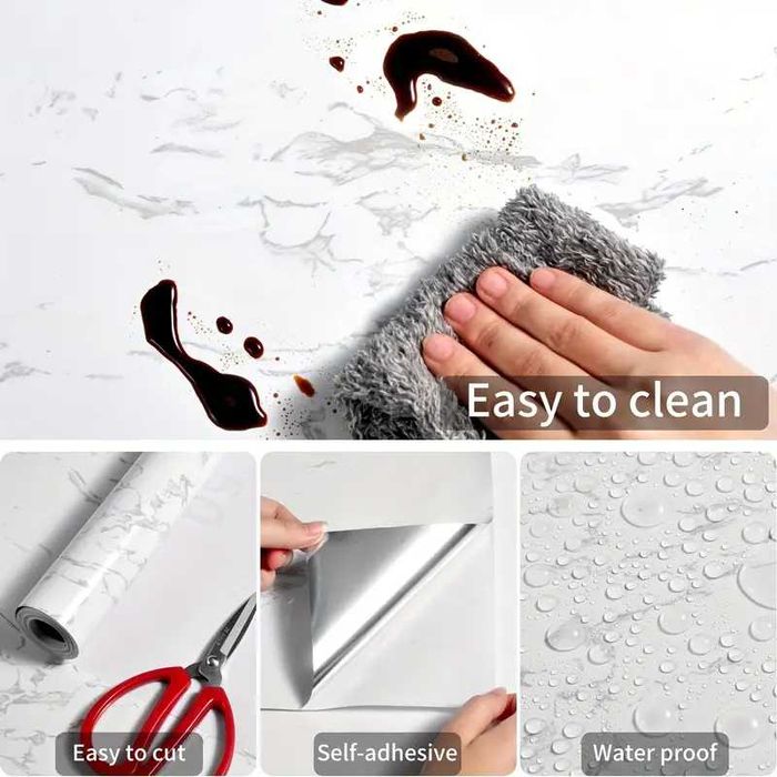 Пленка под мрамор 60см х 5М. Самоклеящаяся на стены и мебель!