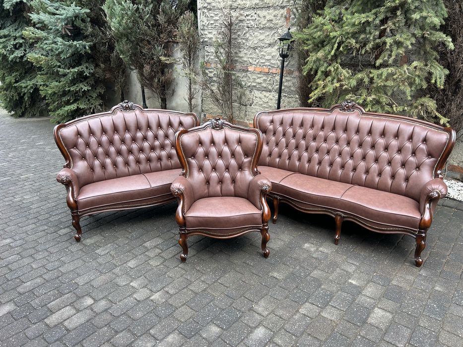 Wypoczynek Ludwikowski Skórzany Ludwik Sofa Kanpa Fotel Po Renowacji